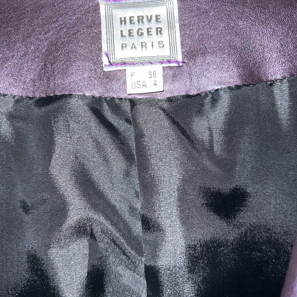 Herve Leger Leather purple coat - Picture 4 of 8